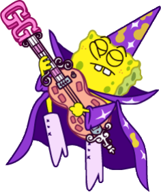 SpongeBob Squarepants dressed a wizard - No, a GOD - of Rock and general Goofy Gooberism